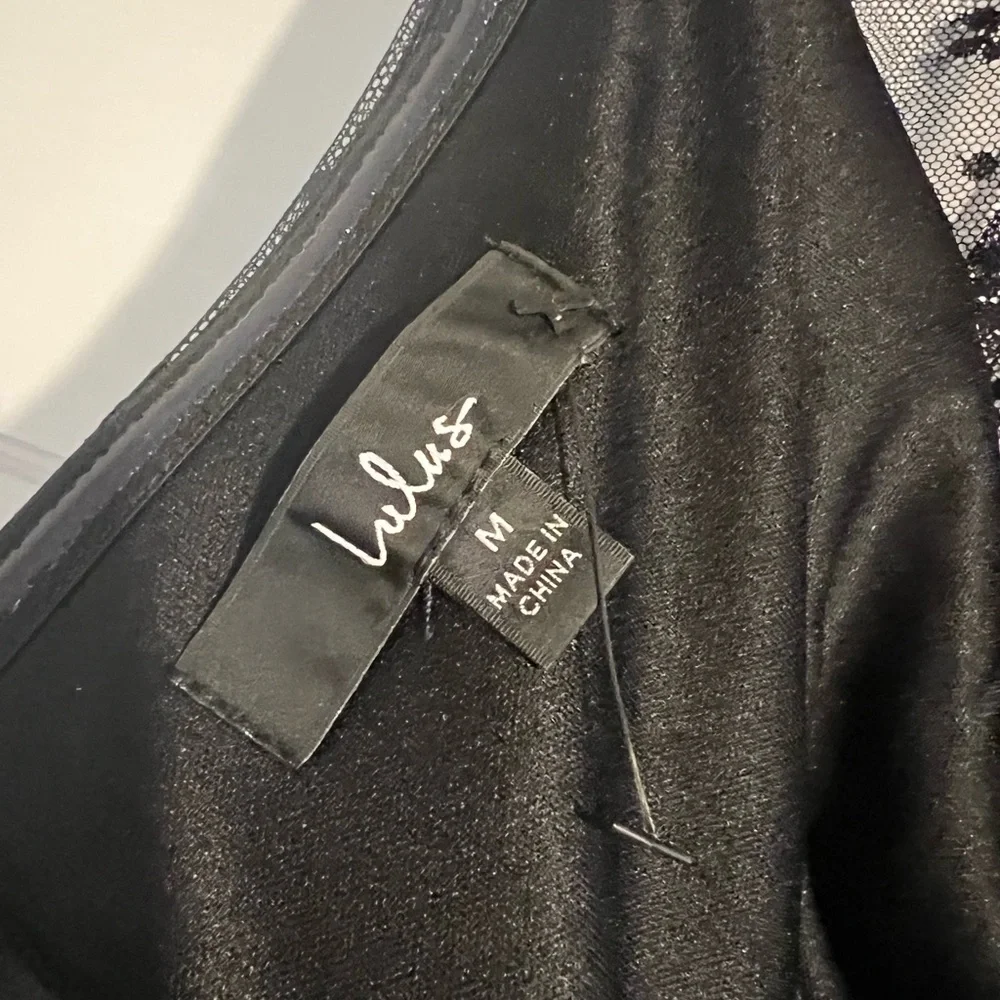 Lulus Positively Precious Black Mesh Halter Midi Dress Size M NWOT - Picture 11 of 11